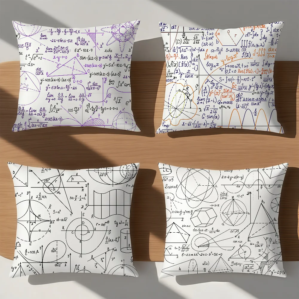 

art Math Geometry Formula text circle cushion cover soft Pillow Case for Sofa Living Room Home office Decor Protective Covers