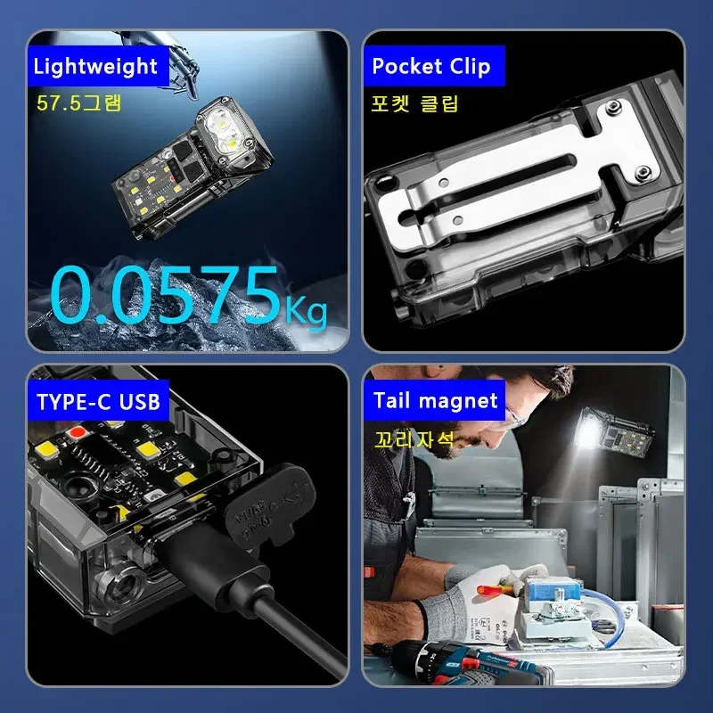 Multi-função portátil mini chaveiro luz led lanterna de alto brilho dupla fonte de luz acampamento ao ar livre ferramenta de pesca cabeça lâmpada