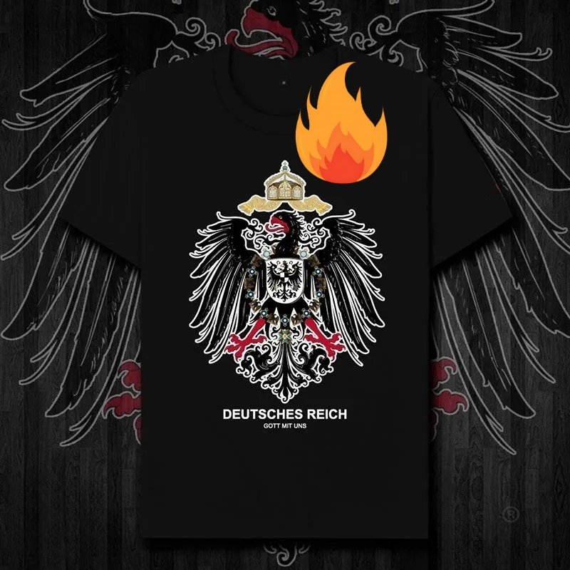 

Футболка «Немецкая империя Пруссия», черный значок ястреба, хлопковая мужская футболка с круглым вырезом и коротким рукавом, новый размер S-3XL