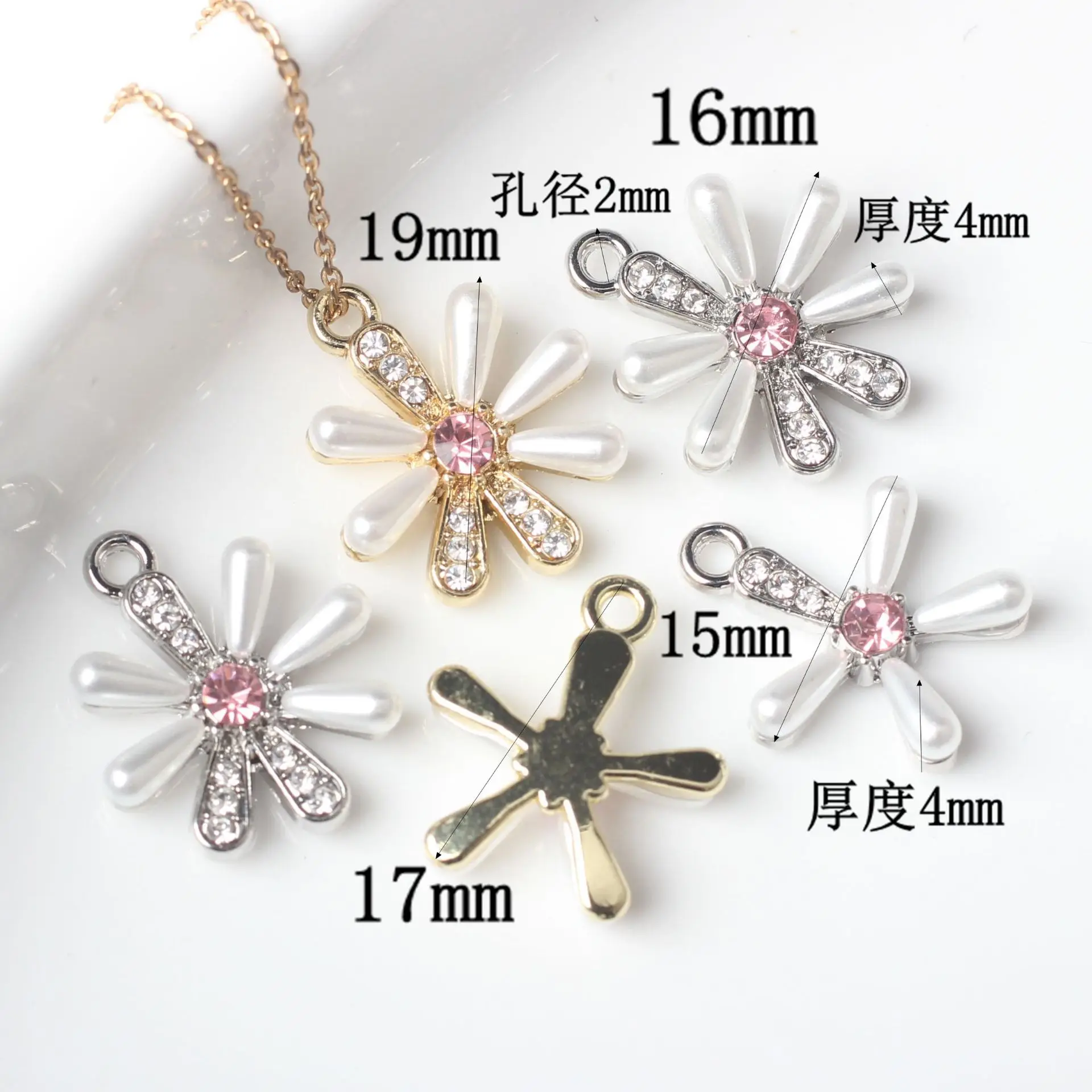 10pcs Handmade Flower Pendant Charms Golden Silver Color Flora Pendants Diy Necklace Earrings Jewelry Making Findings