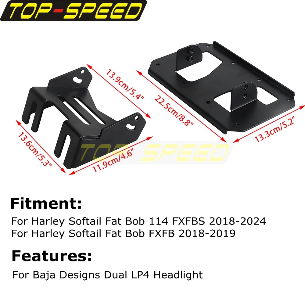 For Harley Softail M8 Fat Bob 114 FXFB FXFBS 2018-2024 Motorcycle LP4 Front Lighting Bracket System Modular Mounting Combo Kit