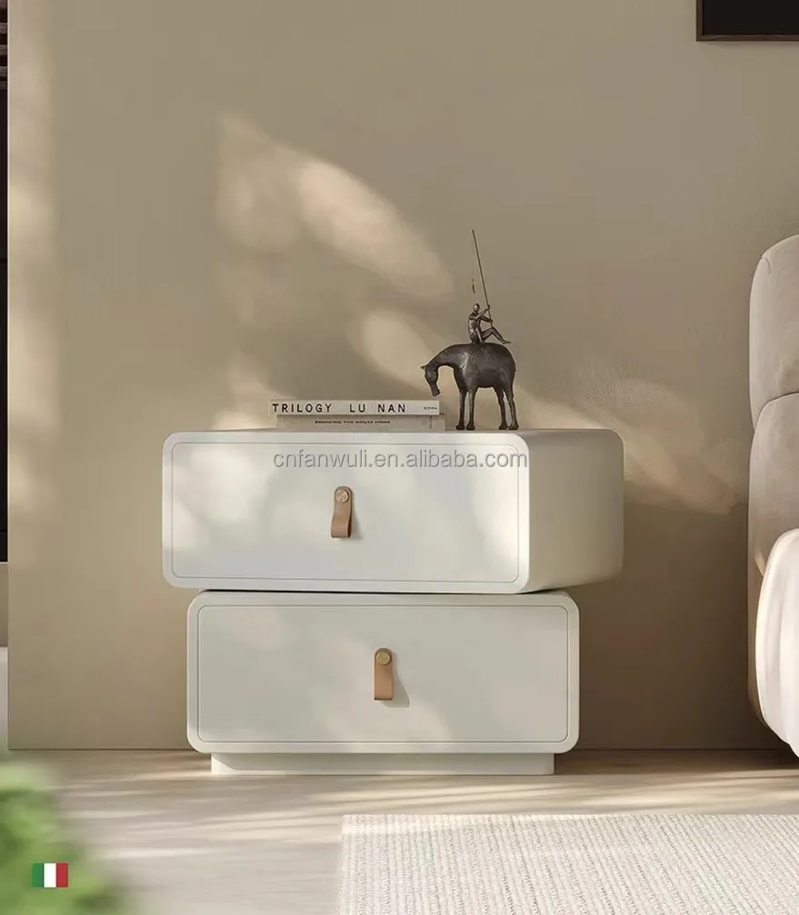 Modern Nordic Luxury Nightstand Minimalist Wooden Drawer Bedside Table with Storage Accent Design for Home Bedroom Furniture
