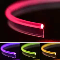 Dia.3mm T-type Invisible Skirt Side Glow Fiber Optic Cable DIY w/Skirt Fin Car Pickup light RGB lighting Decor Milk/Transparent