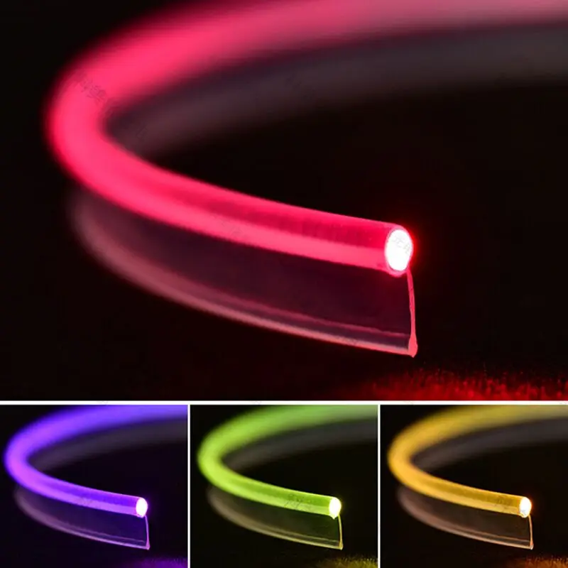 Dia.3mm typ T niewidoczna spódnica boczne świecenie kabel światłowodowy DIY z spódnicą Fin oświetlenie samochodowe RGB oświetlenie dekoracyjne mleko/przezroczysty