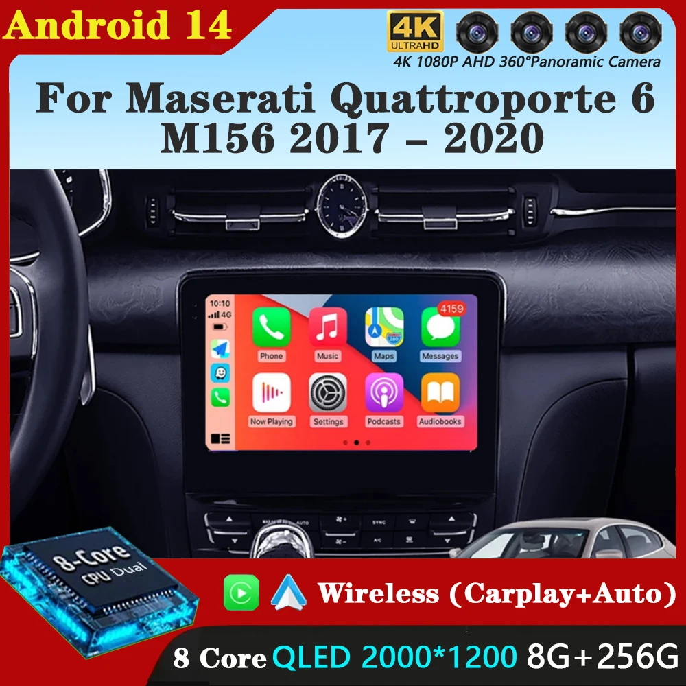 Android 14 Carplay Auto For Maserati Quattroporte 6 M156 2017 - 2020 Car Radio Multimedia Video Player Navigation GPS DVD WIFI