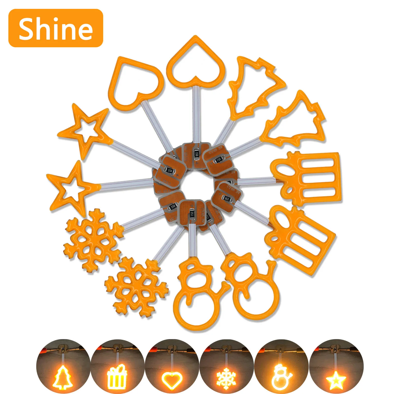 

5pcs LED 3V Pattern Gift Snowflakes Stars Christmas Trees Snowman Hearts Festival Light Strip Creative Decorative Light Bulbs
