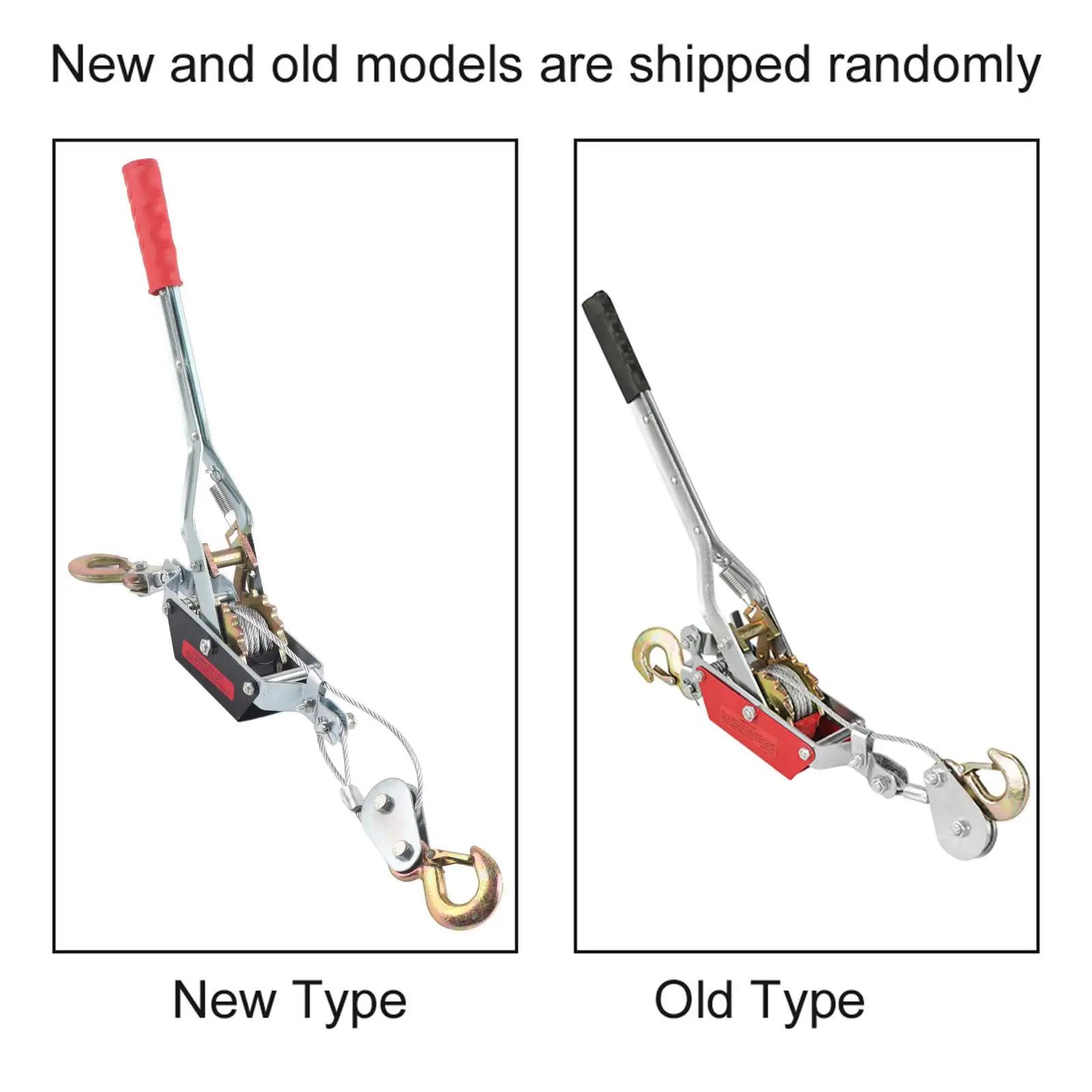 1Pcs 2 Ton Wire Rope Puller Double Hook Galvanized Iron Hand Power Puller Hardened Heavy Duty Steel Padded Grip Lifting Tool