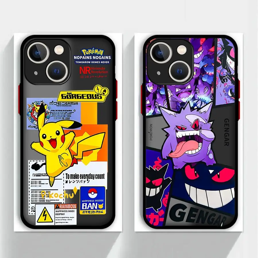 Pokemons Gnegar Cover Phone Case for iPhone 16 Pro 11 12 Mini 13 14 Pro 15 Pro Max 7 8 Plus XR XS MAX Matte Shell