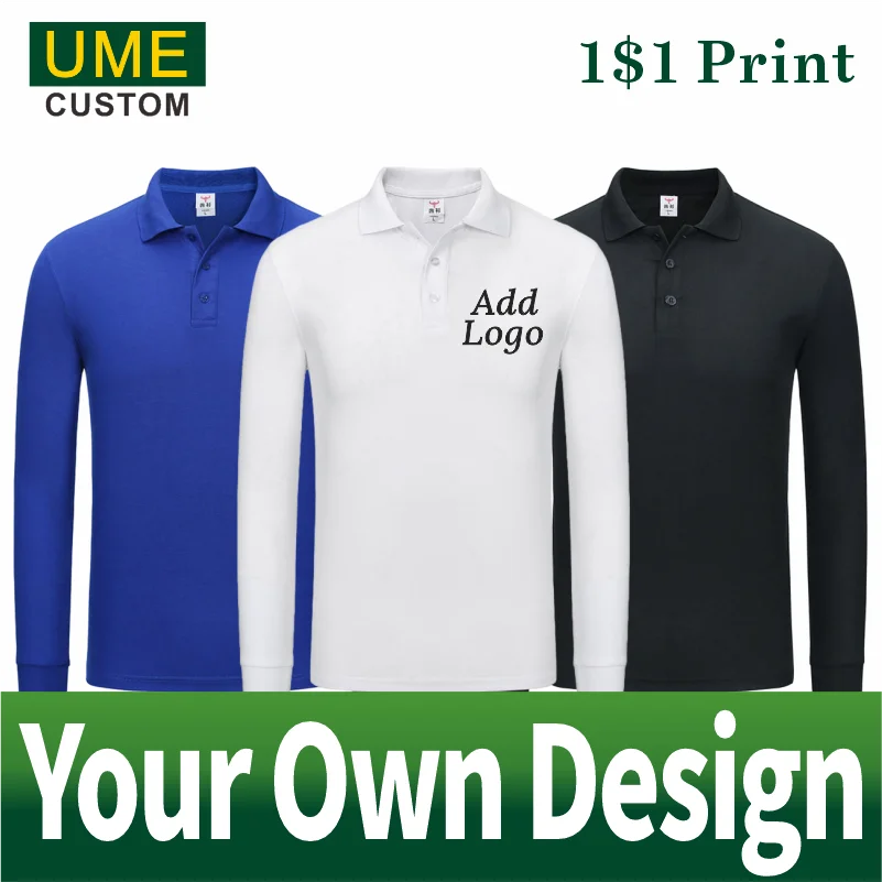 New Breathable Cheap Long Sleeve Polo Shirt Personal Group Custom Embroidery Men\'s Long Sleeve Polo Shirt Cheap