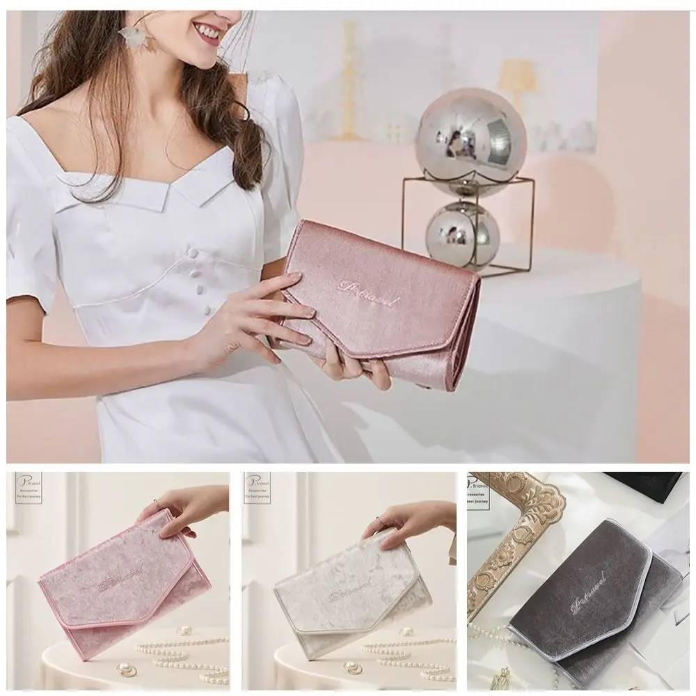 Portable Multifunctional Necklace and Earring Organiser Roll Foldable Travel Jewelry Organizer Jewelry Storage Bag Travel