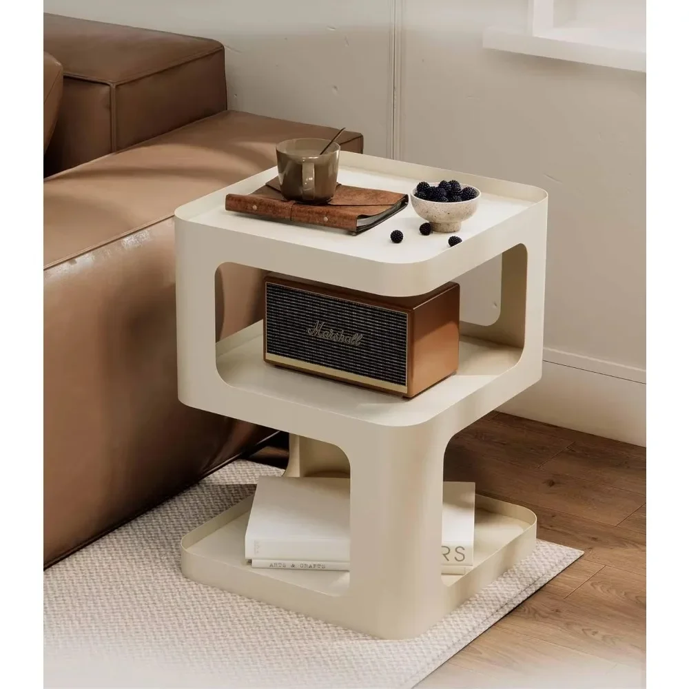 

Small End Table, Modern Nightstand, Accent Bedside Table, 3 Tier Night Stands, Metal Bed Side Table