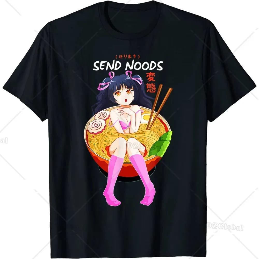 Funny Send Noods Cute Ramen Noodle Bowl Anime Hent T-Shirt Fashion Casual Cotton Tees Tops