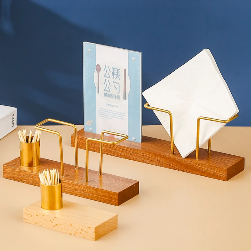 

Desktop Vintage Aesthetic Napkin Holders Metal and Wood Portable Toilet Paper Holders Handkerchief Box Tissue Box Desk Organizer