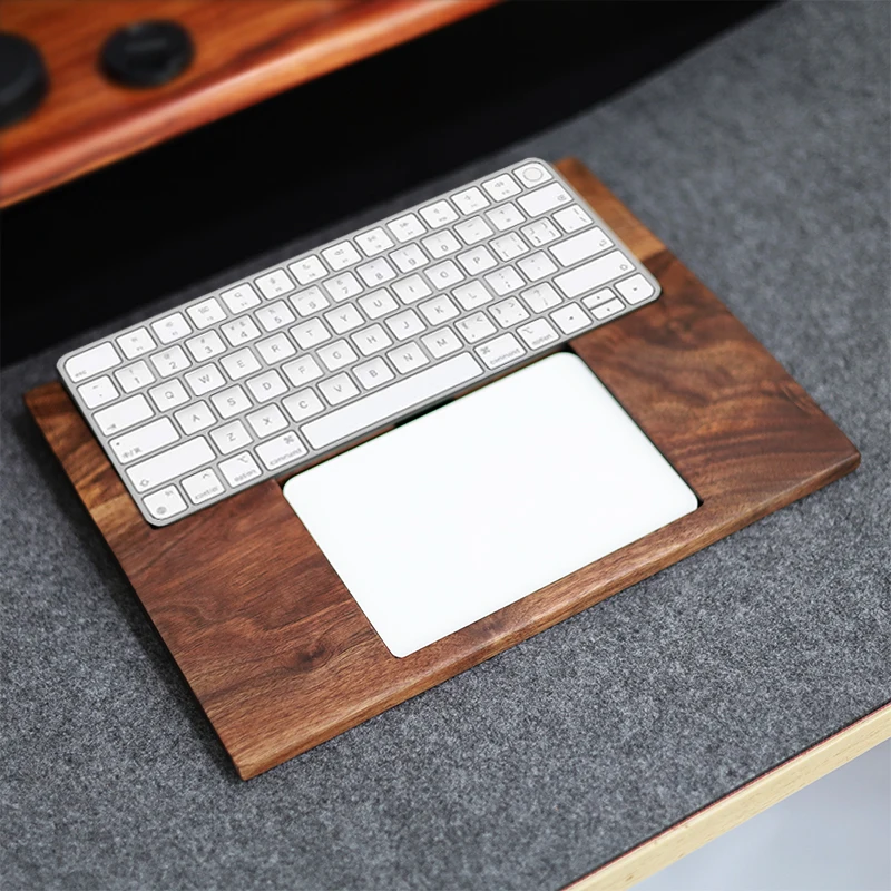 

Walnut Wood Trackpad & Keyboard Stand 2-in-1 Trackpad Base Wrist Rest Cushion Support Versatile Organizer for Apple Accessories