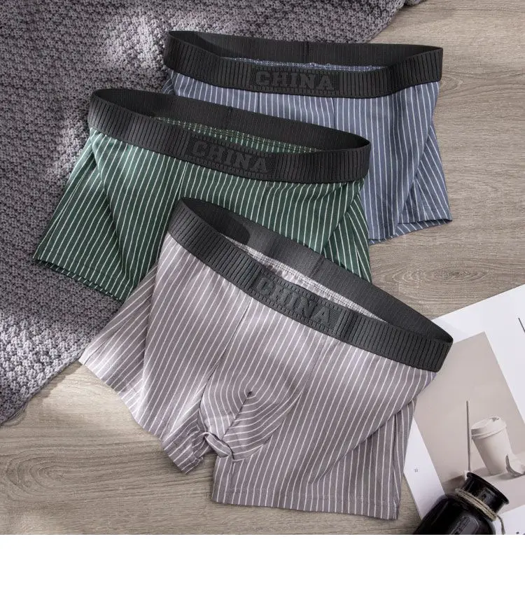 1Pcs Boxer Shorts Men's Underwear Sexy Panties Cotton Striped Man Underpants Male Boxers Homme U Convex Lingerie Free Shipping