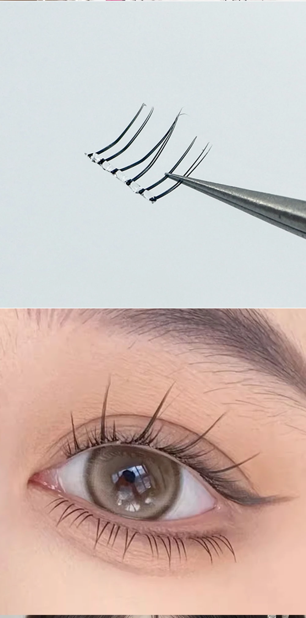 Selbstklebende untere Wimpern, kein Kleber erforderlich, wiederverwendbar unter der Wimpern, koreanisch/Make-up, DIY, individuelle Manga-Wimperncluster – Detail 11