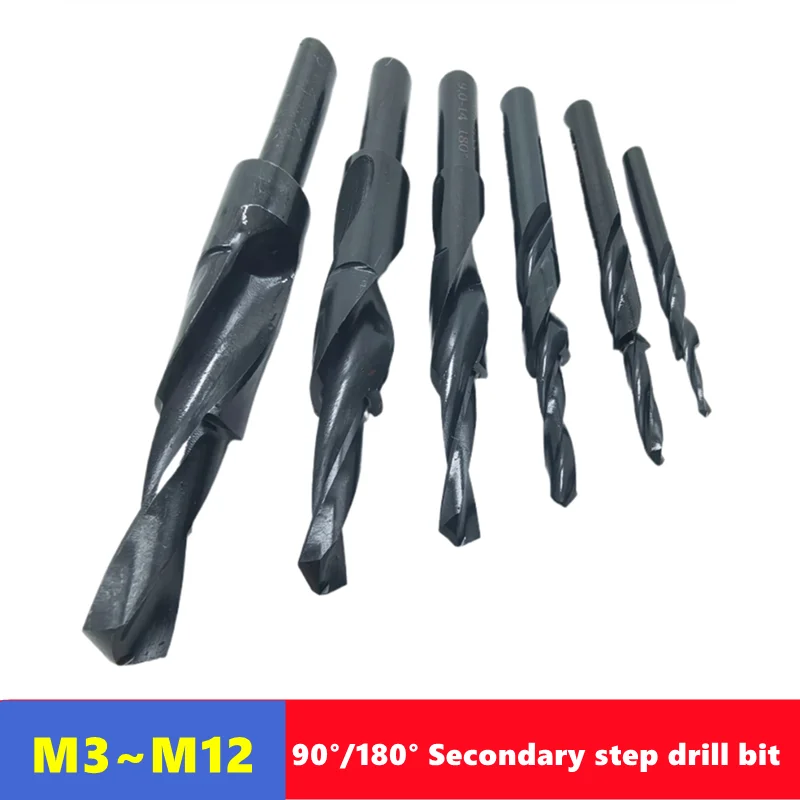 90 ° /180 °   Punte da trapano a gradini a due stadi M2 HSS M3~M12, adatte per punte da trapano segmentate per stampi