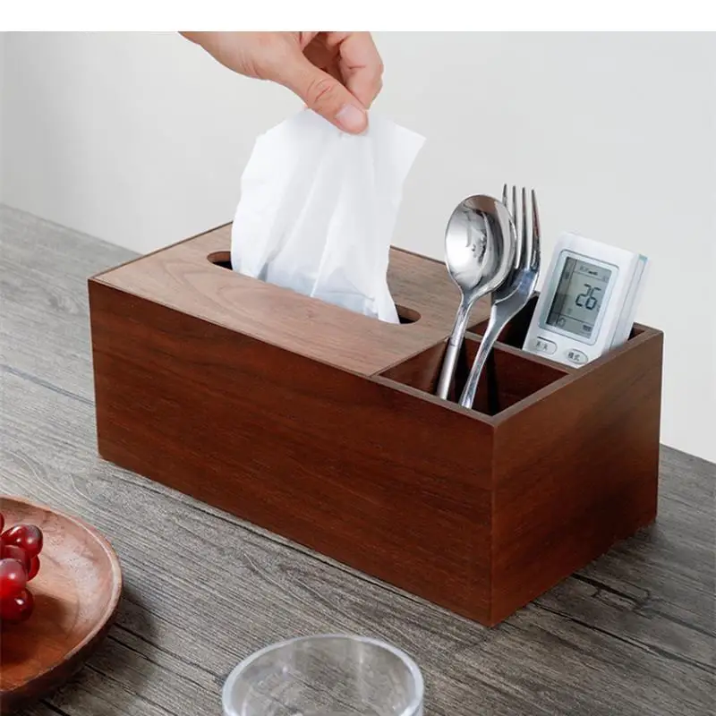 Rectangular Wooden Tissue Box  Holder Multifunctional Storage Napkin Boxes Paper Organizer Towel