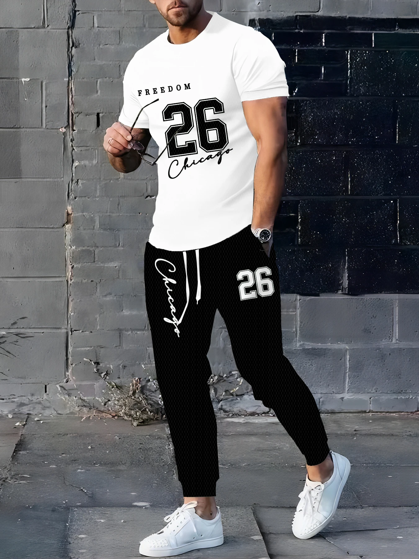 

The summer new men's suit printed casual sports digital sportswear outdoor lightweight and breathable men's wear