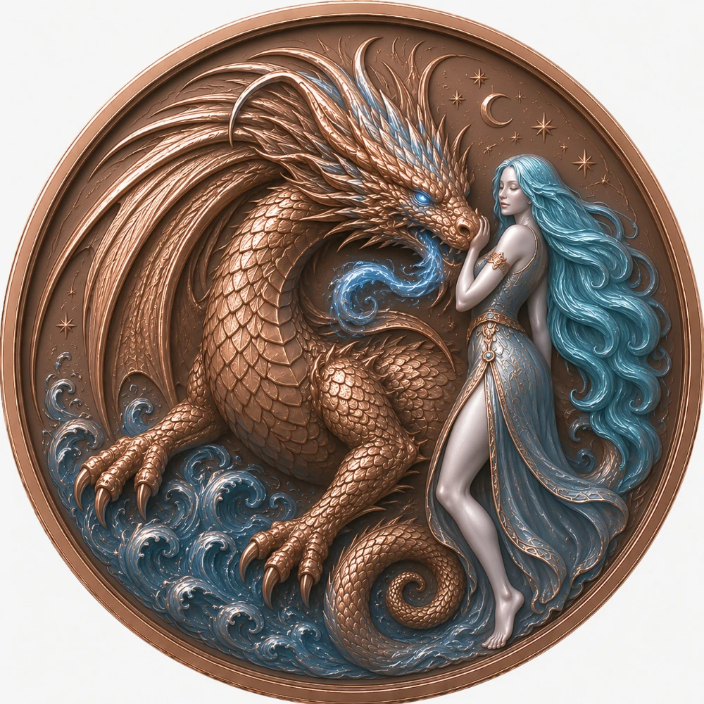 10pcs 1 Ounce 999 Pure Copper Dragon Goddess Fantasy Art Collection UV Print Bullion Collectible Lucky Coin Home Decor Gift