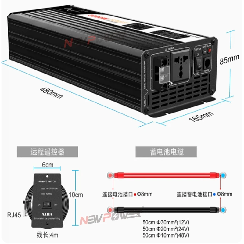 Pure Sine Wave Inverter 3000W Power Inverters DC 12V 24V 48V 60V 72V 110V 380V To AC 220V Solar Car Converter With LED Dis USB