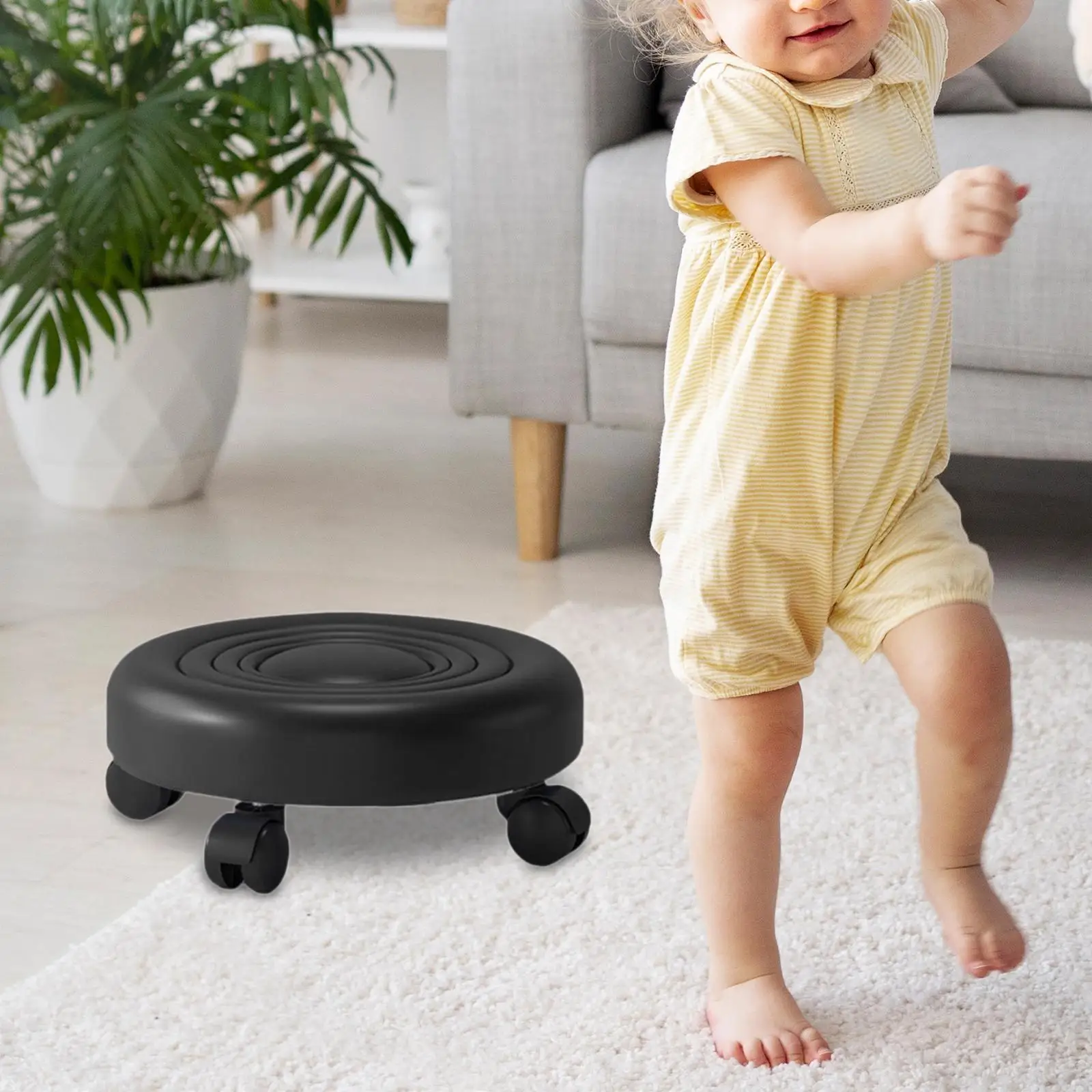 

Low Height Rolling Stool Low Rolling Stool 360°Swivel Rotating Home Roller Stool for Playroom Office Bedroom Apartment Entryway