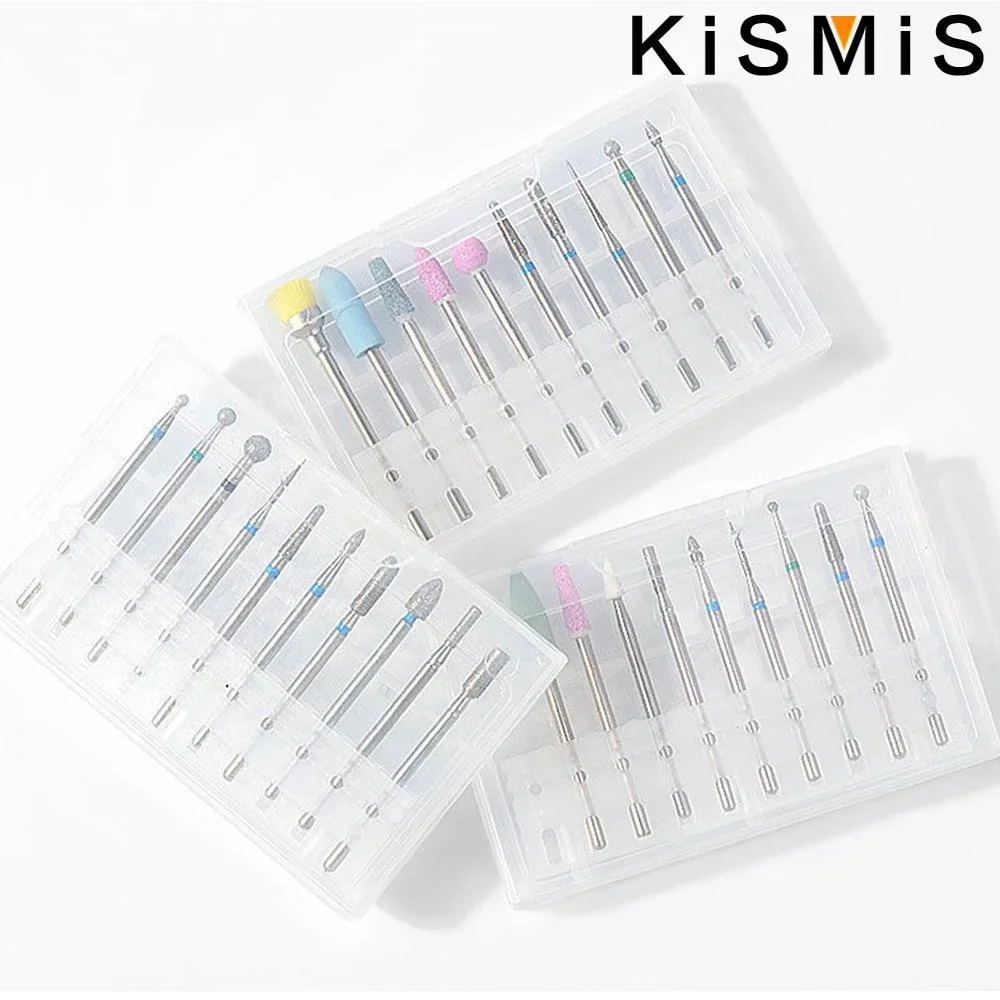 10個入りプロ用ネイルドリルビット電動マニキュアツール回転式バリジェル研磨カッターセットネイルアートサロン用