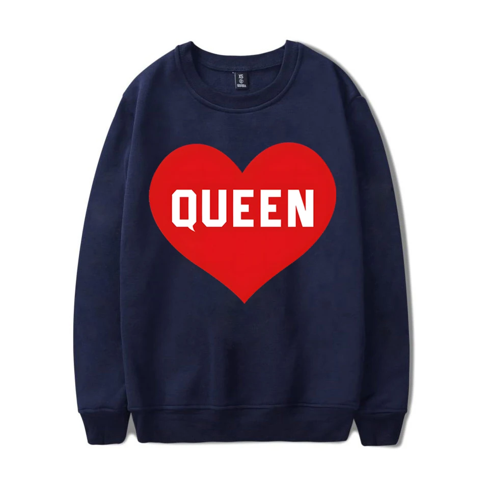 King Queen Prince Print Heart Pattern Family Matching Outfits Father Mother Daughter Son Hoodies Fashion Brand Family Sweatshirt