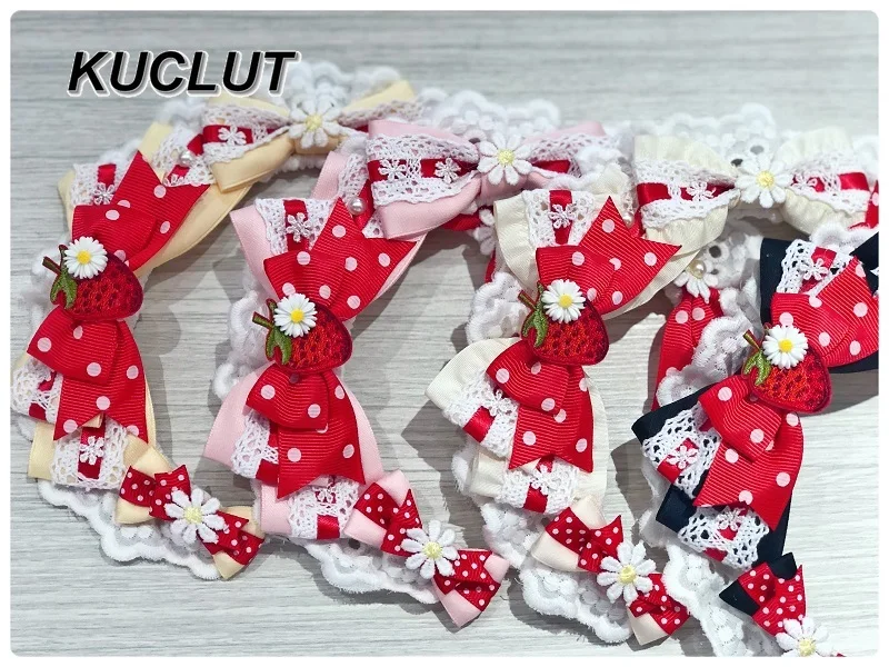 إكسسوار نسائي أصلي لوليتا أغطية الرأس المصنوعة يدويًا على شكل فراولة KC إكسسوارات تنكرية للفتيات اللطيفة والحلوة #1