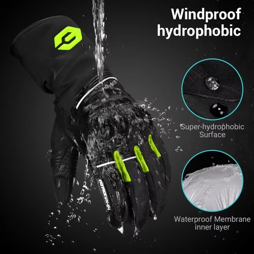 Imagen 2 del producto Guantes de invierno para motocicleta, guantes gruesos antiotoño con pantalla táctil y dedos completos, guantes impermeables antideslizantes para montar en motocicleta
