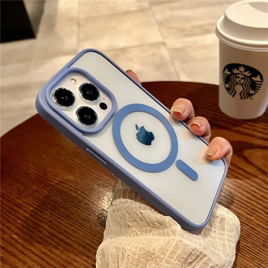 Luxury Magnetic Wireless Charge For Magsafe Case for iPhone 15 14 Plus 13 12 11 Pro Max Shockproof Soft Transparent Bumper Cover