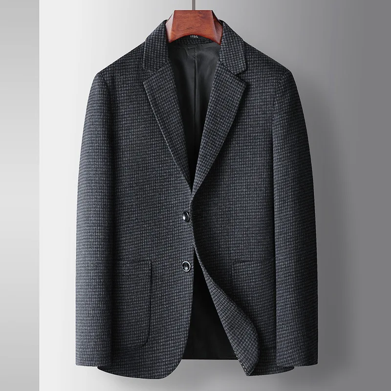 Autumn Winter New Fashion Men's Simple  Casual Business Trendy Loose Cotton Suit Blazers Male Houndstooth Coats Tops Clothes