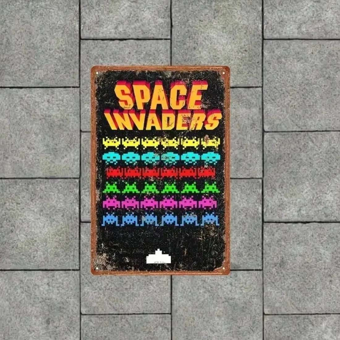 Retro Metall Wandschild Videospiel Wanddekoration Art Deco Space Invaders Home Bar