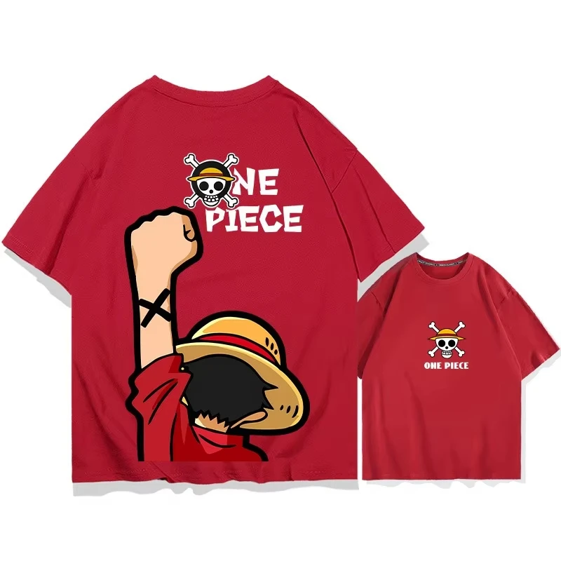 (Miniso) One Piece Roronoa Zoro Luffy hombres algodón manga corta Tops camiseta Anime Japón mujeres camisetas moda Y2k hombres ropa camiseta