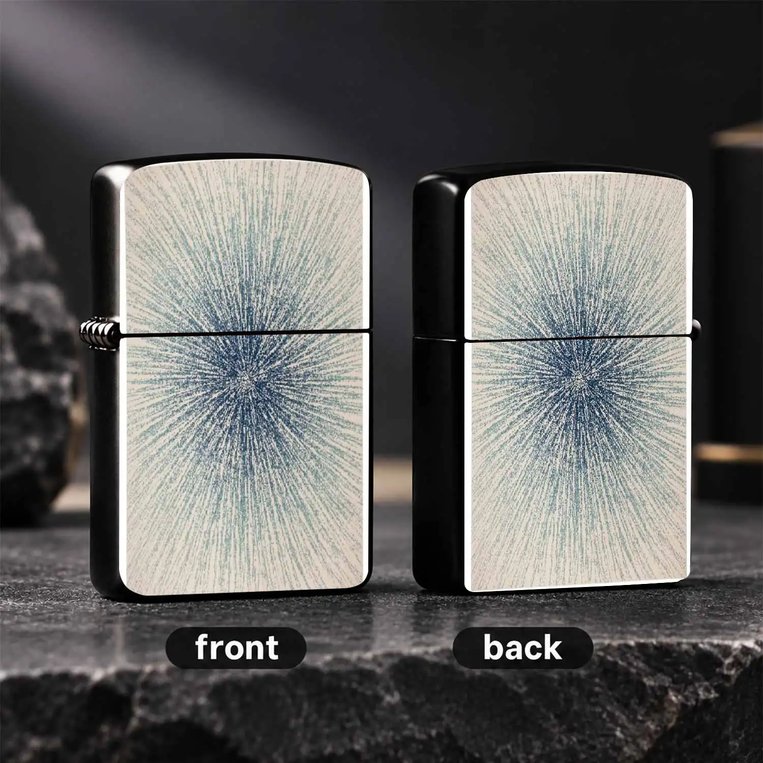 Stylish Burst Starburst Pattern Decorative Lighter, Versatile For Daily Commute, Outdoor Trips, Various Occasions, Exquisite Gradient Bluetextured, Portable Durable Unique Practical Premium Present For Di A Humorous And Interesting Lighter