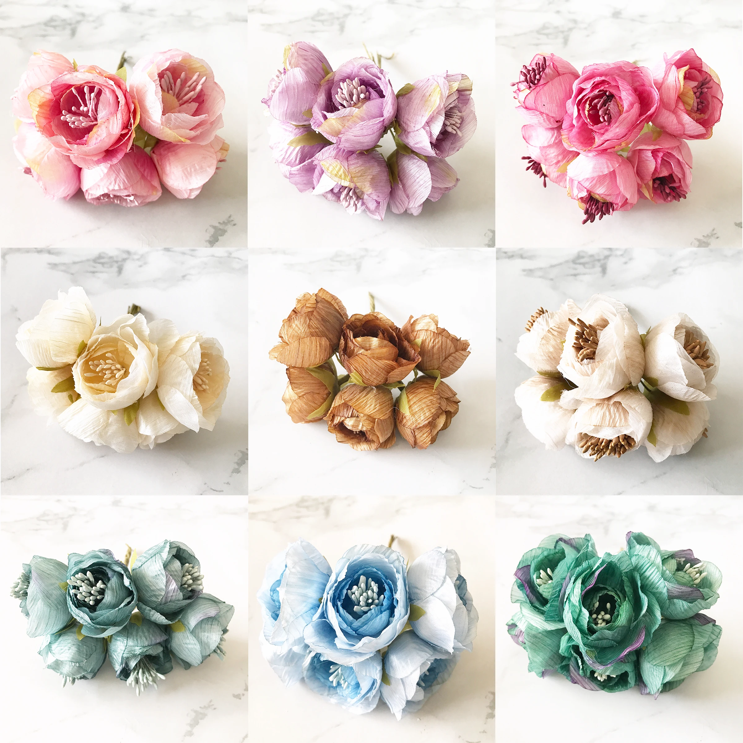 6pcs silk small tea buds roses bouquet artificial flowers for home wedding decoration accessories diy gifts christmas Garlands