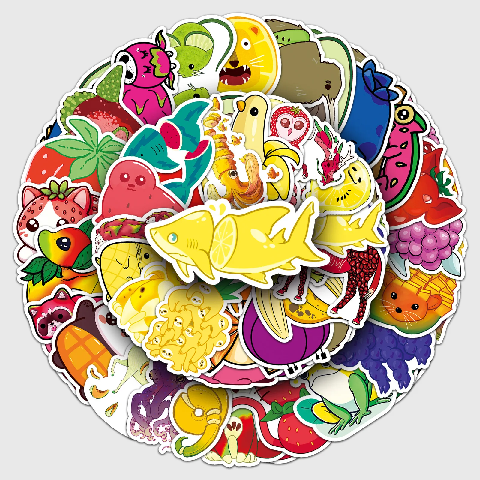 10/30/50PCS Creative Fruit Animals Cartoon Stickers Decal Decoration Suitcase Scrapbook Phone Laptop Stationery Cool Sticker