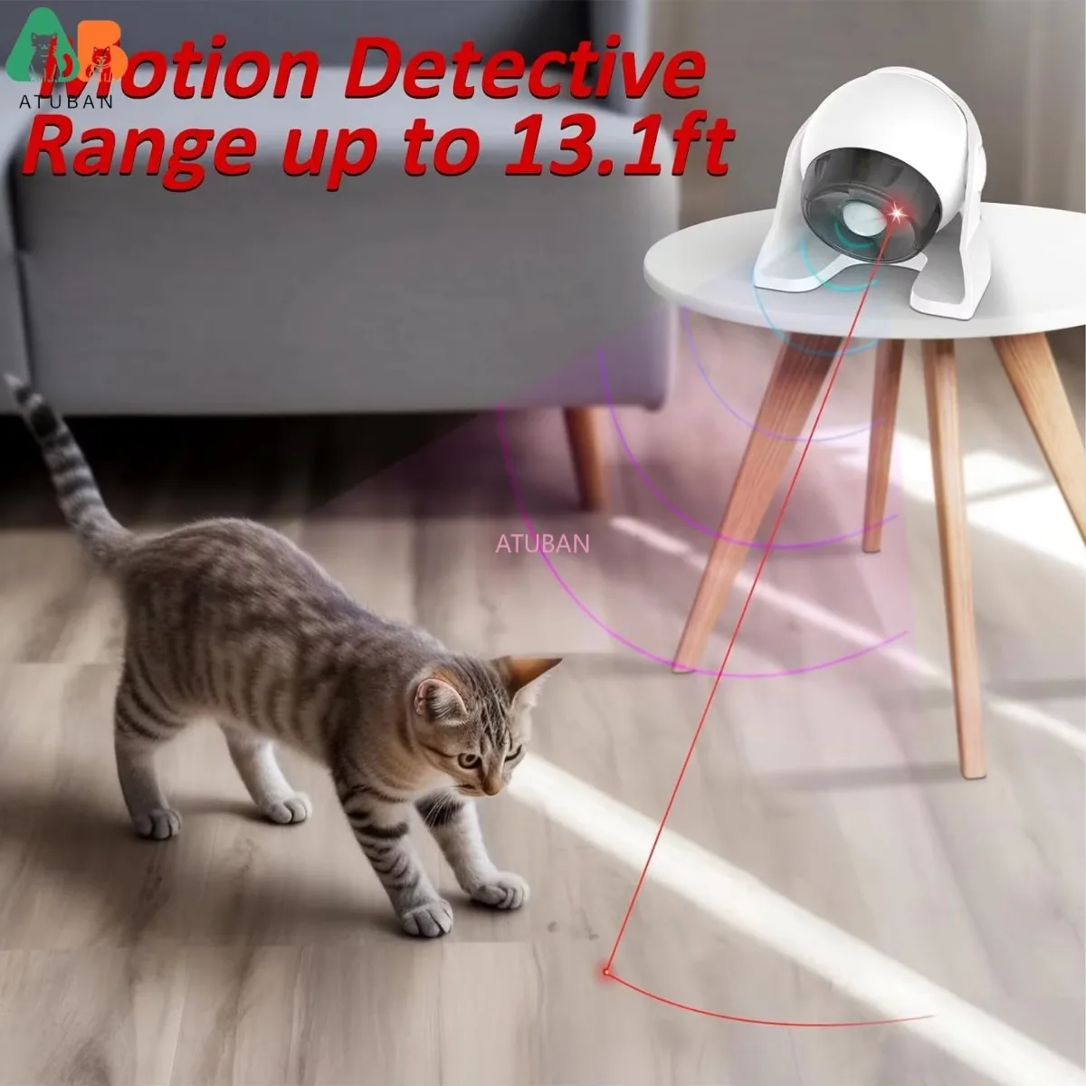 Cat Laser Toys Bewegingsgeactiveerde responsieve interacties, mix snel en langzaam laserspel, interactief kattenspeelgoed Ingebouwde Real Motion Senso