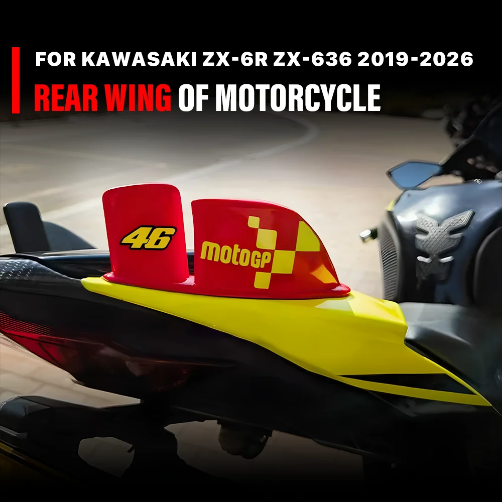 Motorcycle Rear Tail Wing For KAWASAKI ZX-6R ZX6R ZX-636 2019-2026 Rear Wing Side Winglet Aerodynamic Wing Aileron Fairing