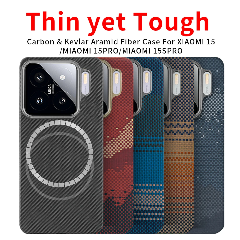 

Чехол для Xiaomi 15 Pro из углеродного волокна, арамидного волокна, кевлара, ткани MagSafe, тонкий, жесткий, для 15S Pro, магнитный, черный, ультратонкий, легкий, красный, 600D