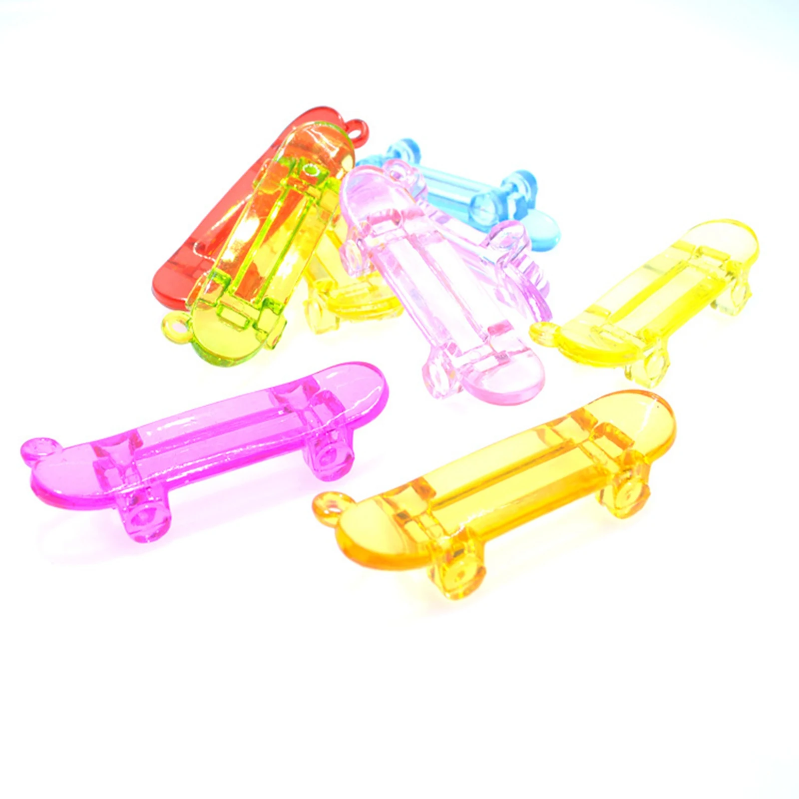 10 Mixed Color Transparent Acrylic Funny Skateboard Pendants 55X18mm