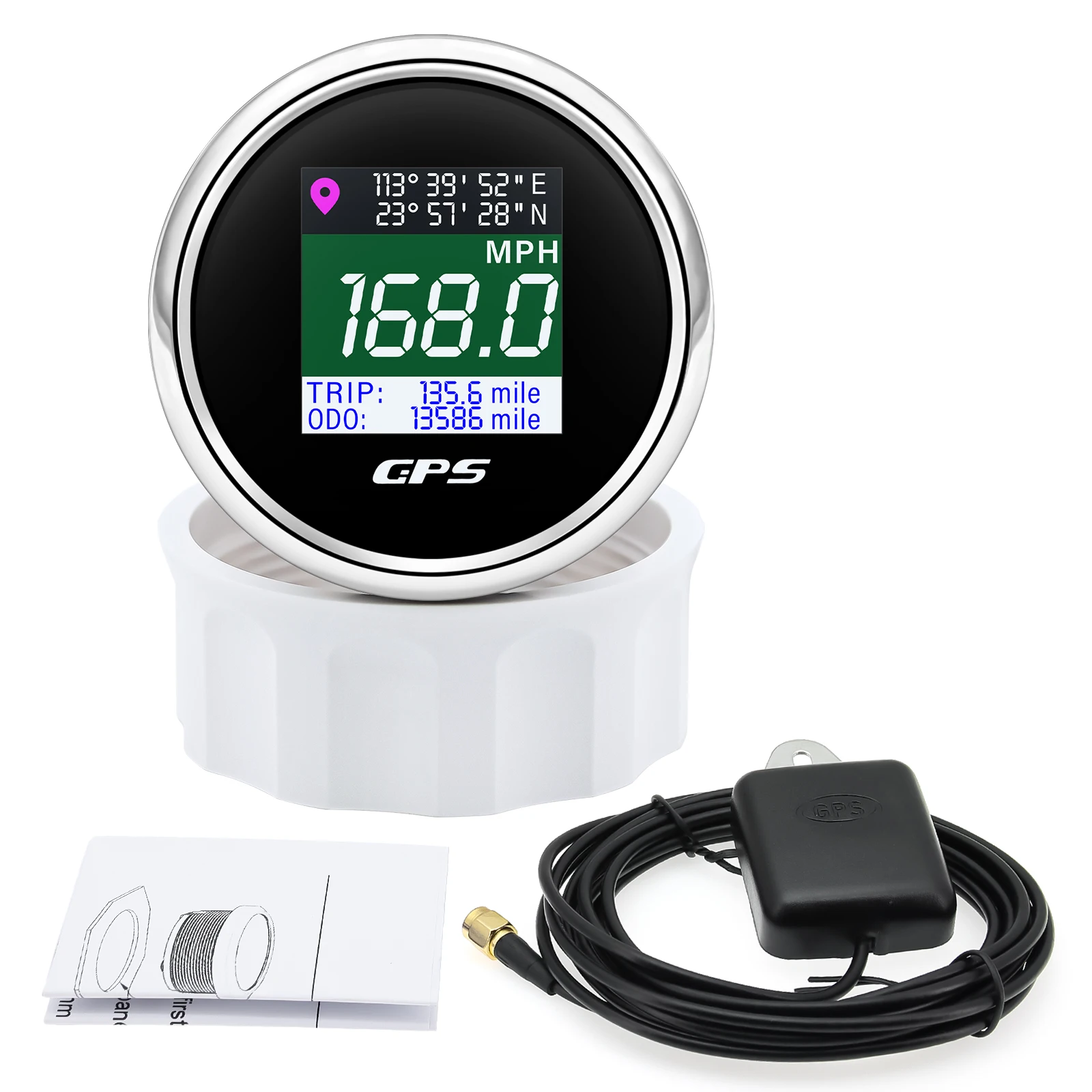 52 مللي متر الرقمية لتحديد المواقع عداد السرعة TFT شاشة KMH MPH عقدة مقياس السرعة مع هوائي GPS لقارب محرك السيارة عداد المسافات رحلة قياس