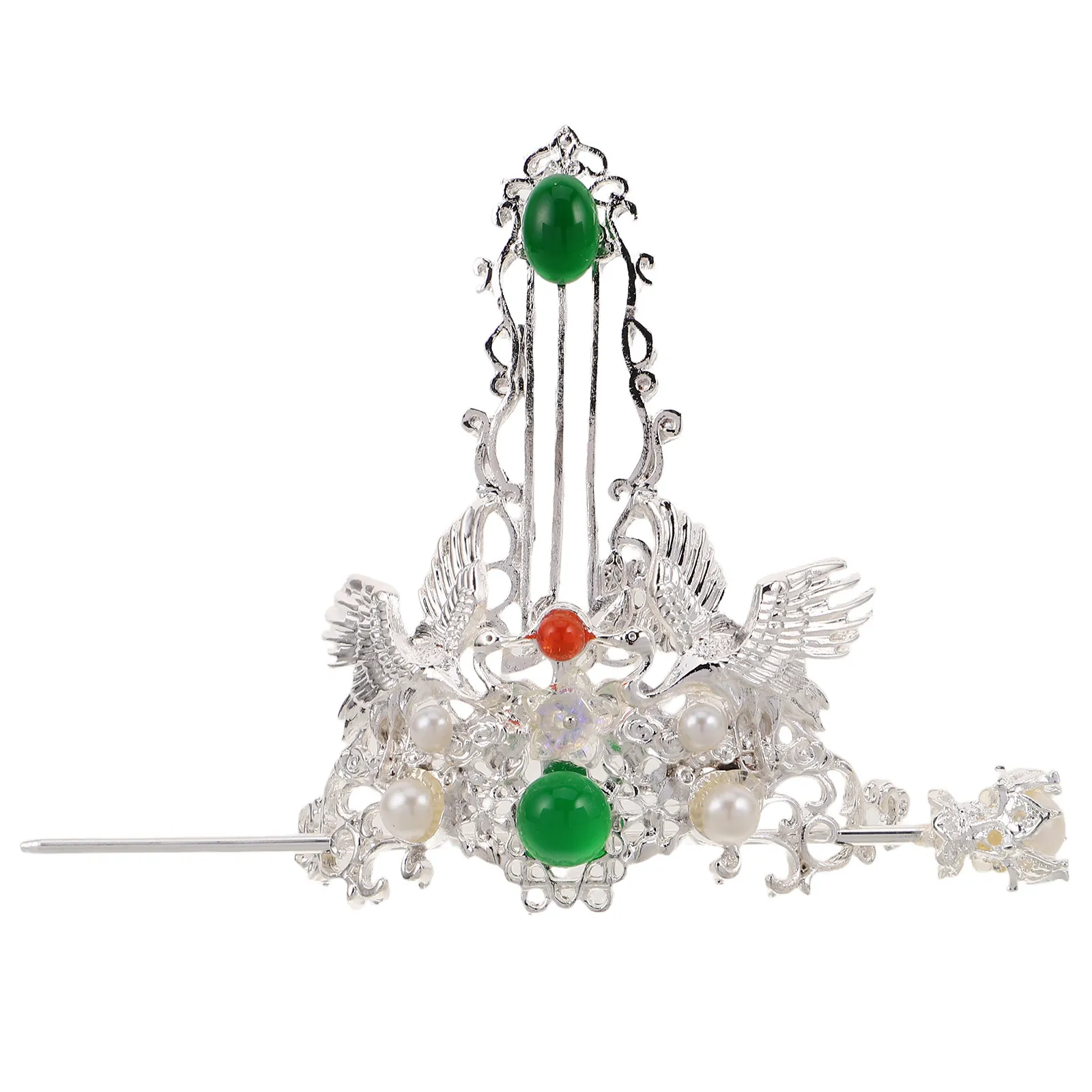 

Ancient Hair Crown Alloy Chinese Hanfu Hairpins Vintage Crane Design Bun Holder For Traditional Costumes Cosplay Chignon