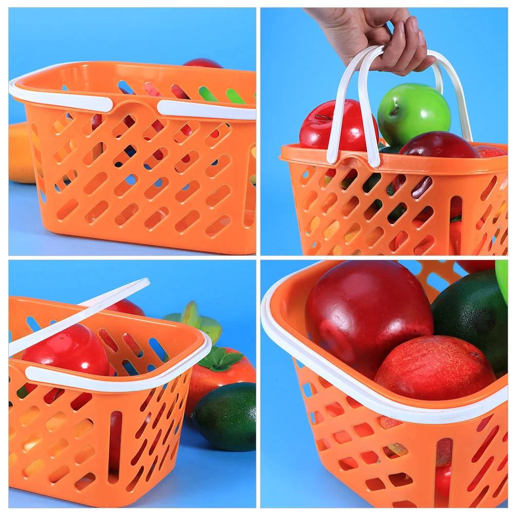 2 Pcs Shopping Basket Toys Laundry Baskets Pretend Play Cart Portable Grocery Abs Raw Material Storage Kids Toddler