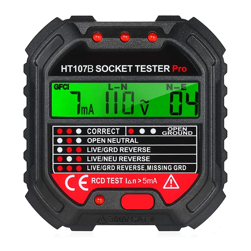 Testador de saída display digital soquete elétrico testador automático circuito elétrico polaridade tensão detector