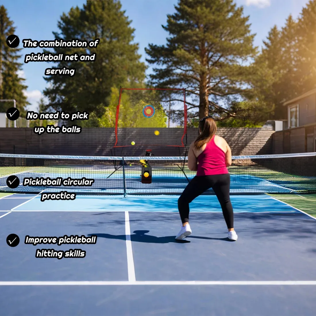 

2025 Pickleball Tennis Serving Machine with Catch Net for Training and Entertainment