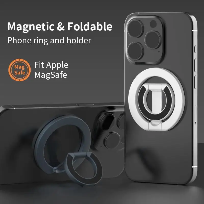 For Magsafe Phone Magnetic Finger Ring Holder For iPhone 16 15 14 13 12 11 Magnet Phone Stand Grip Mount Smartphone Accessories