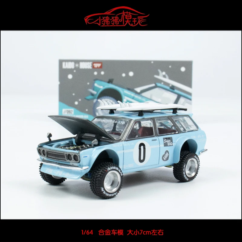 MINI GT 1:64 Datsun 510 Wagon 4x4 Winter Vacation Travel Kaido HOUSE car model, boys' toys, children's holiday birthday gifts