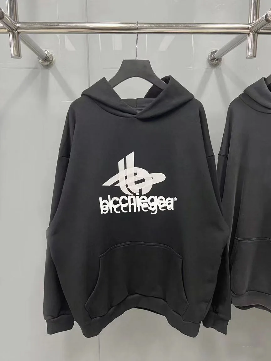 

BLCCNIEGEA Heavyweight High-Quality Fashion Trend Letter Embroidered Pullover Hoodie Loose Cotton Paris B Hoodie Unisex