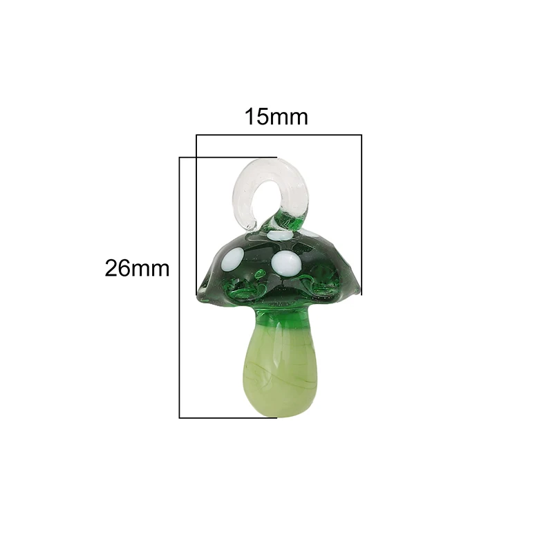1Pcs 15x26mm Cute Mushroom Charms Lampwork Beads for Necklace Bracelet Bag Pendants DIY Jewelry Craft Making Accessories